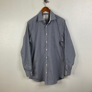 Hawes & Curtis Classic Fit Navy Check Long Sleeve Button Down Shirt Size 16/36